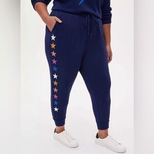 Torrid Navy Star Print Cupro Crop Active Jogger Pants Size 2